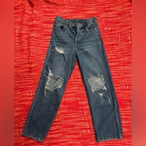 Wild Fable  Dark Blue High Rise Distressed straight leg jeans. Size : 4